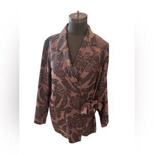 J Crew Collection Jacquard Wrap Jacket Kimono Dusty Mauve Floral S